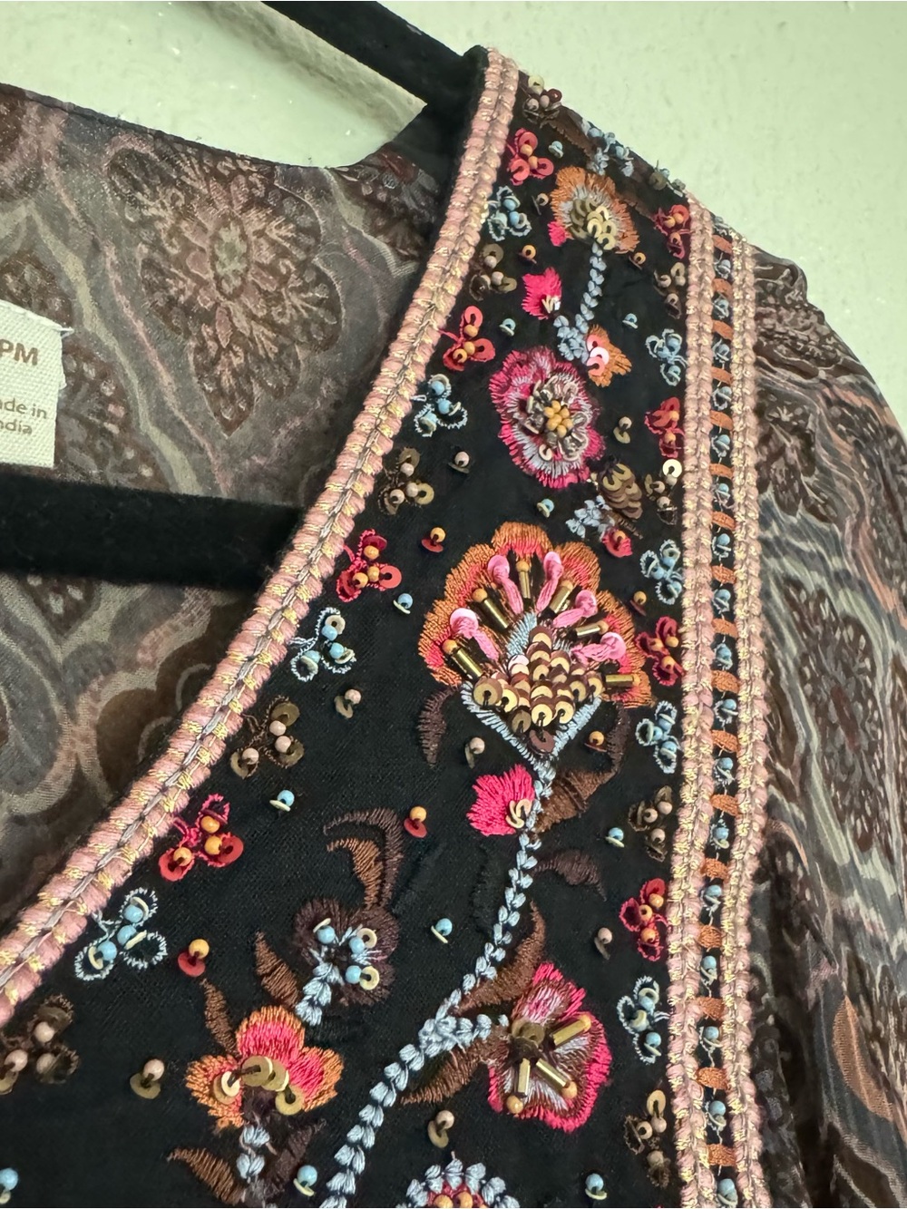 Soft Surroundings Embroidered Dark Paisley Boho Maxi Dress - Picture 7 of 9